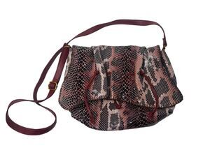 Sharif 1827 Red Snakeskin Python Front Flap Crossbody Leather Suede Purse Bag